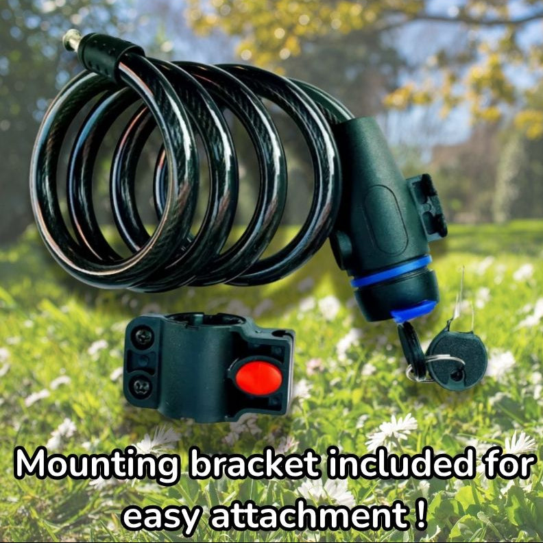 Bike Lock with Mount – Heavy Duty 80cm Anti-Theft Cable