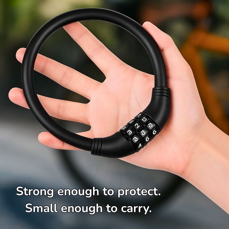 Bike Lock with 4-Digit Code – Lightweight Anti-Theft Cable for Daily Rides