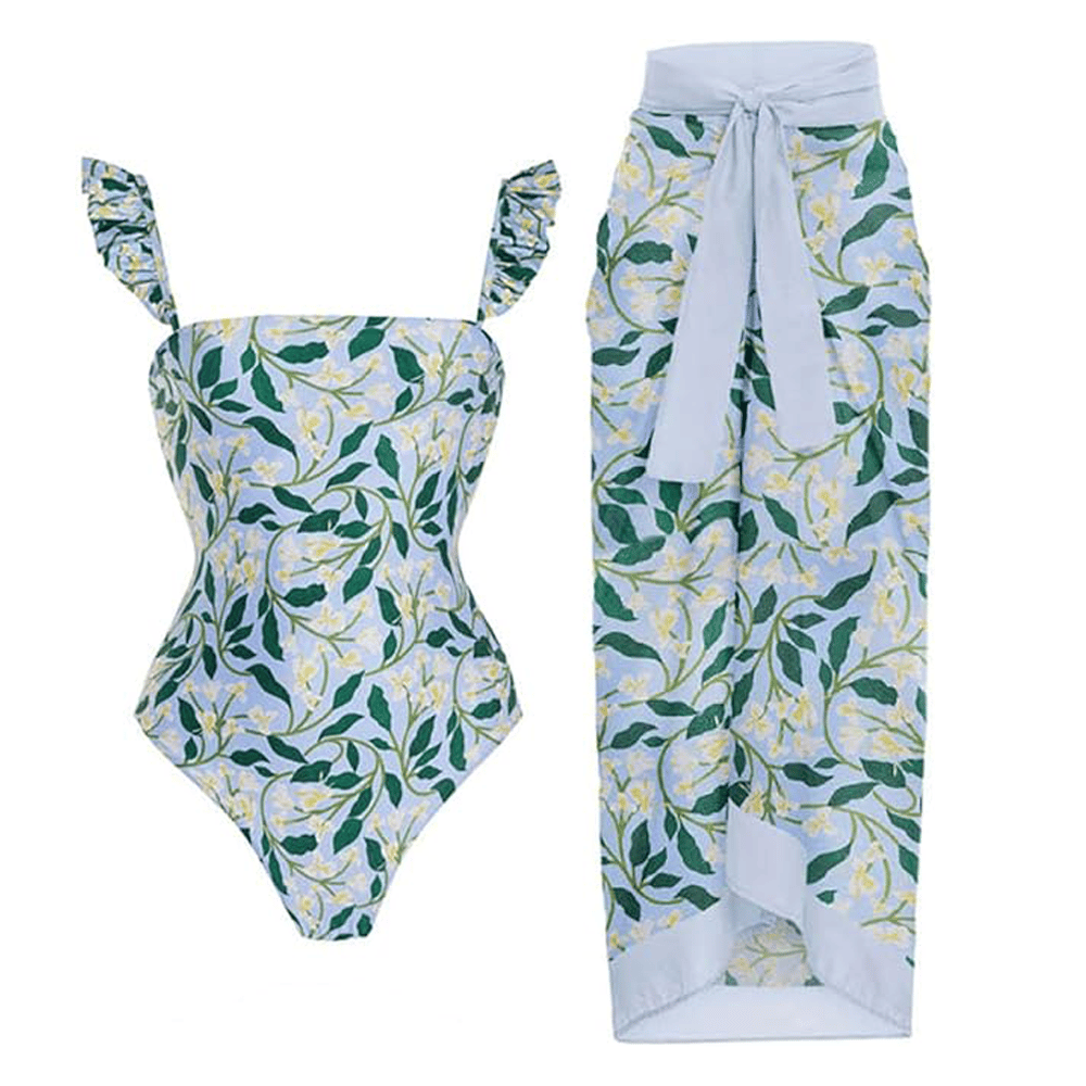 Floral Print Tummy Control Swimsuit Set
