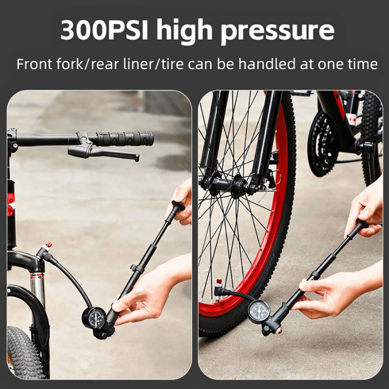 MTB Suspension Pump 300 PSI – Fork & Rear Shock with Gauge