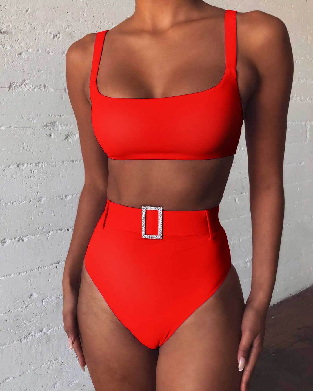 High waist diamond tankini