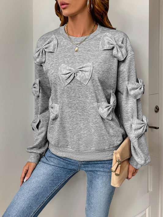 Gray Sweatshirt with Bow