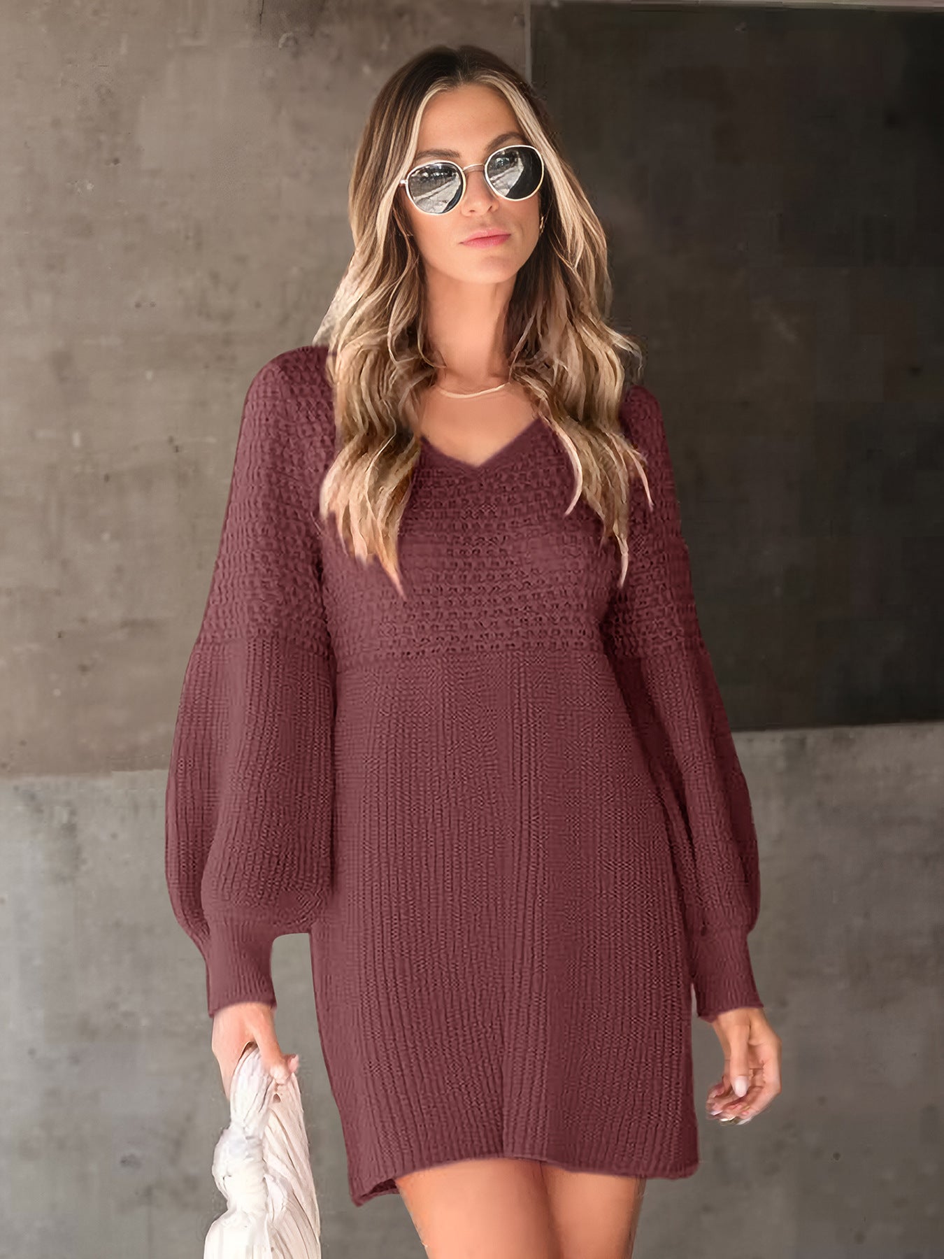 Bubble Sleeve Knit Dress