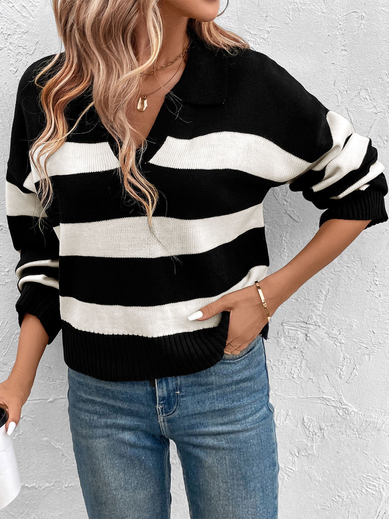 Black and White Striped Sweater