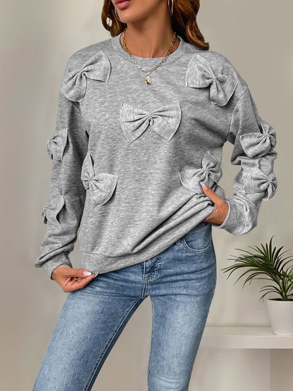 Gray Sweatshirt with Bow