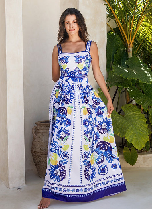 Lemon and Creative Pattern Print One Piece Swimsuit and Skirt