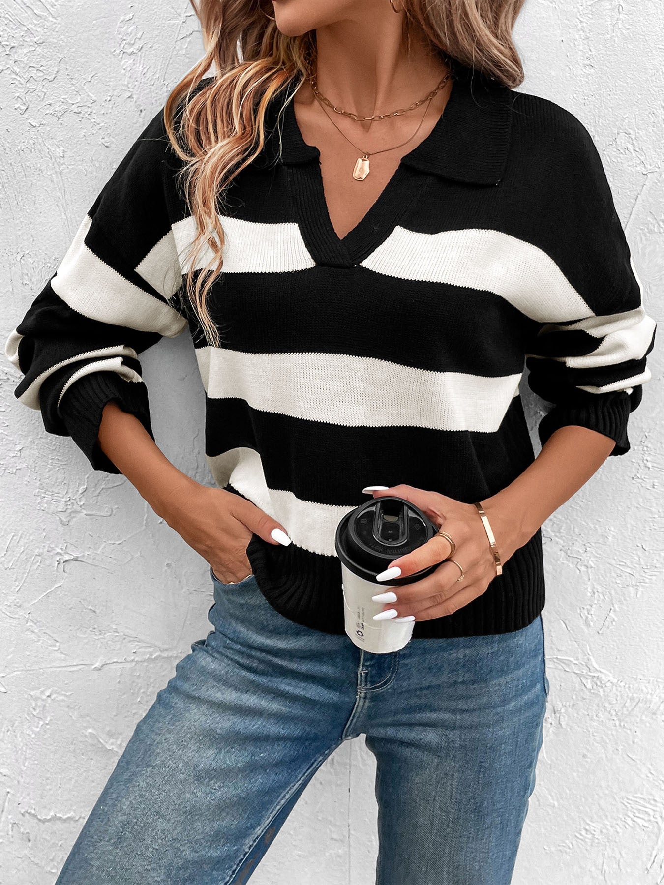 Black and White Striped Sweater