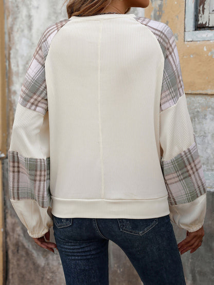 Oversized Plaid Sweatshirt