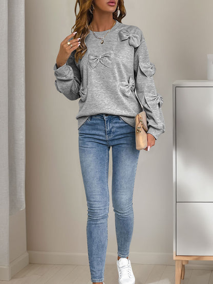 Gray Sweatshirt with Bow