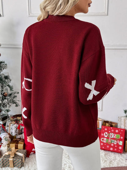 Festive Christmas Sweater with a Decorative Bow