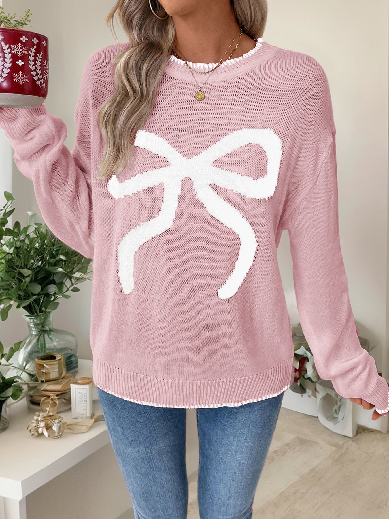 Oversized Round Neck Christmas Sweater