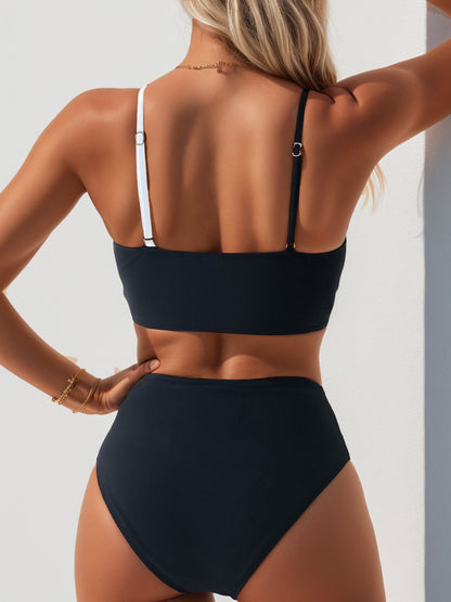 Gathered backless sexy bikini