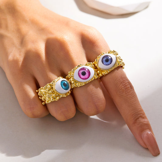 Evil Eye Open Adjustable Ring