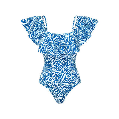 Ruffle Printed One Piece Swimsuit