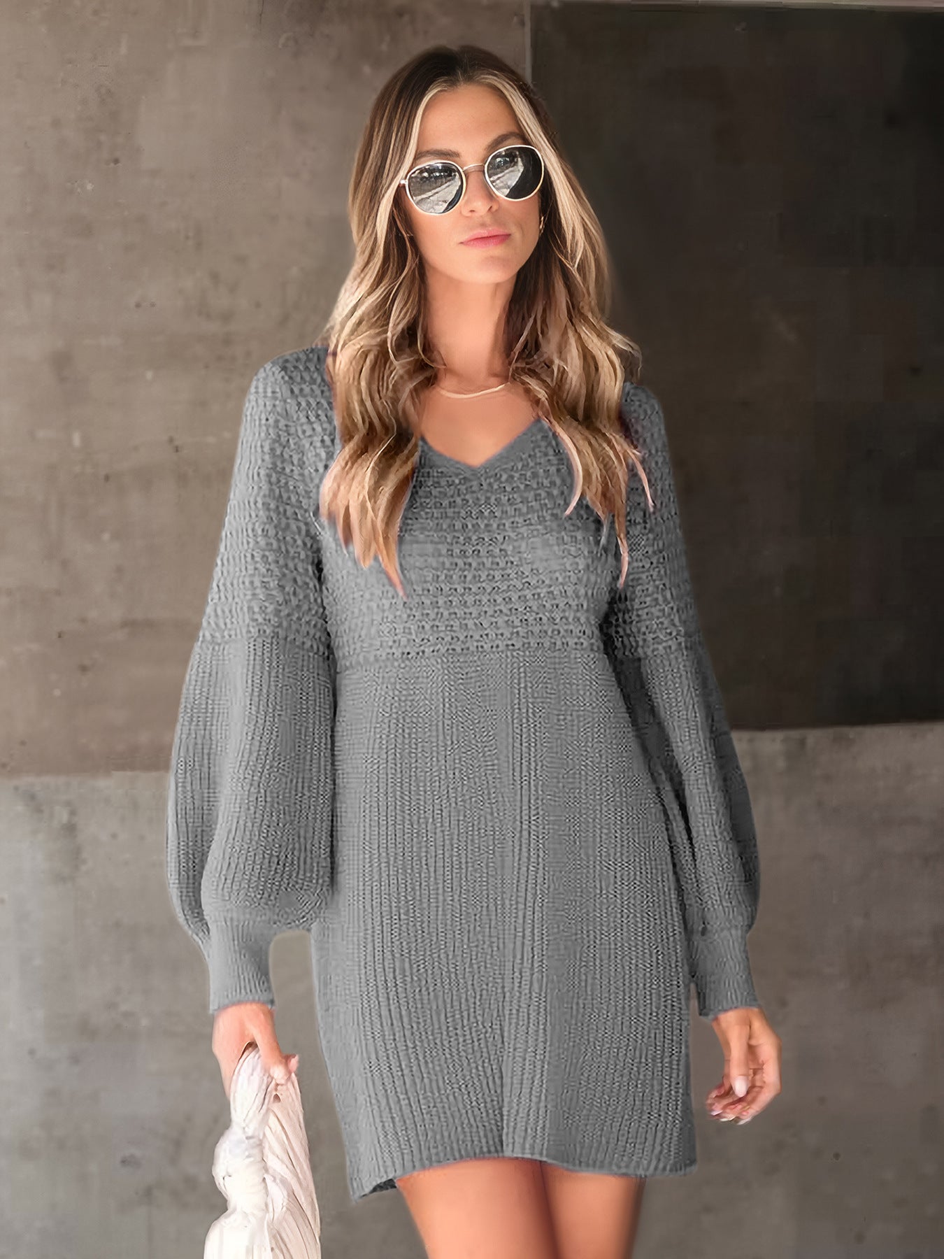 Bubble Sleeve Knit Dress