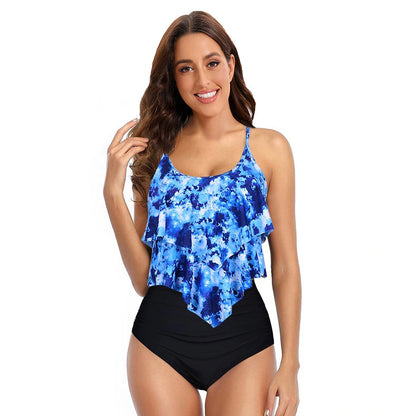 Lotus leaf two-piece swimsuit tankini