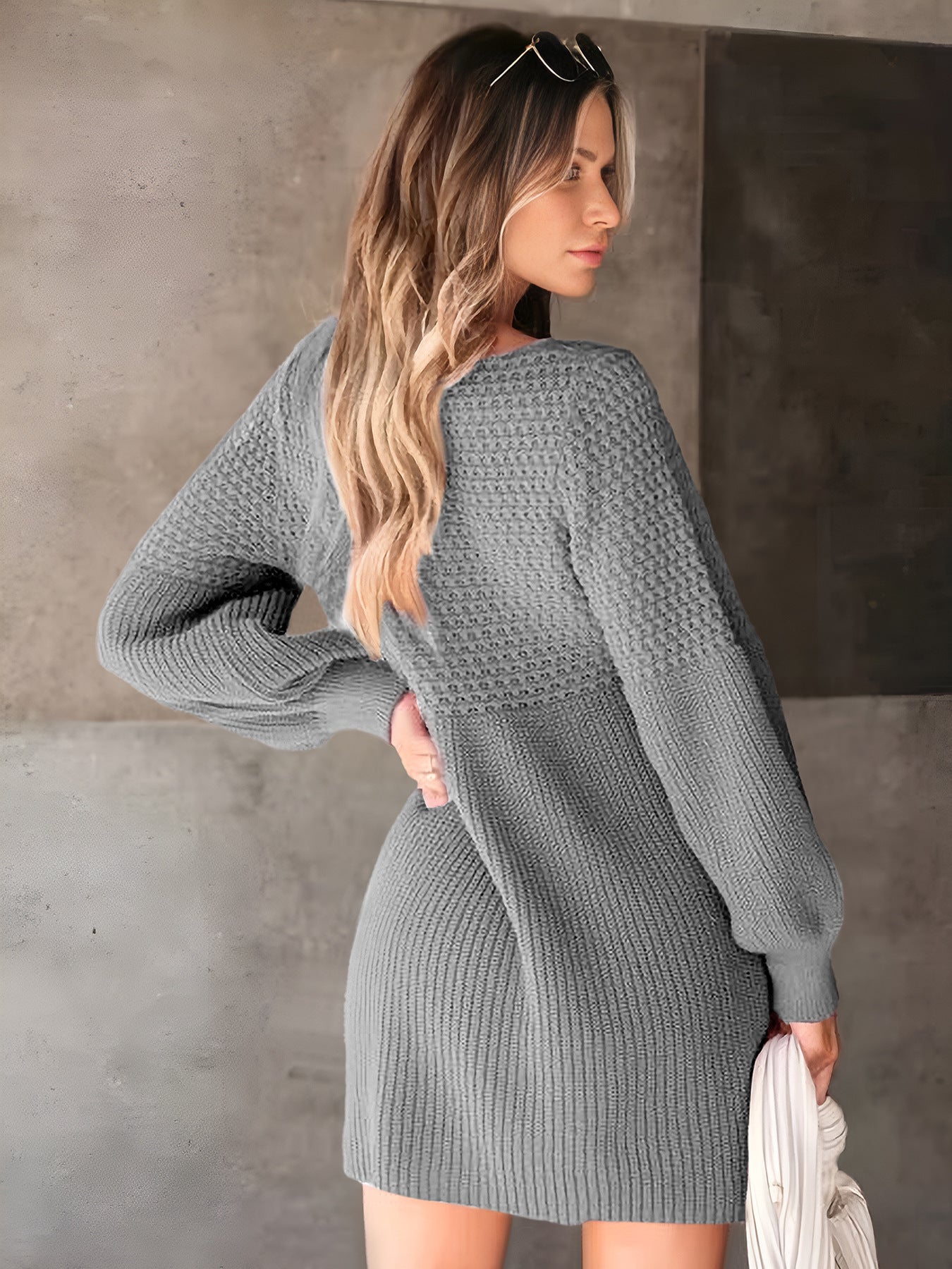 Bubble Sleeve Knit Dress