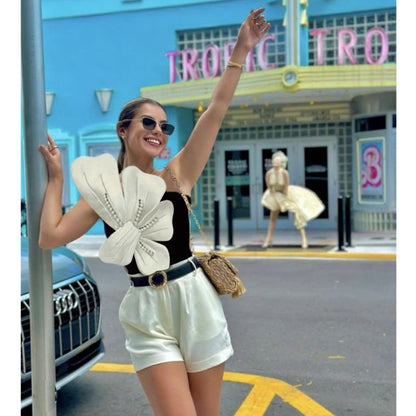 One-shoulder swimsuit set designed by independent designers