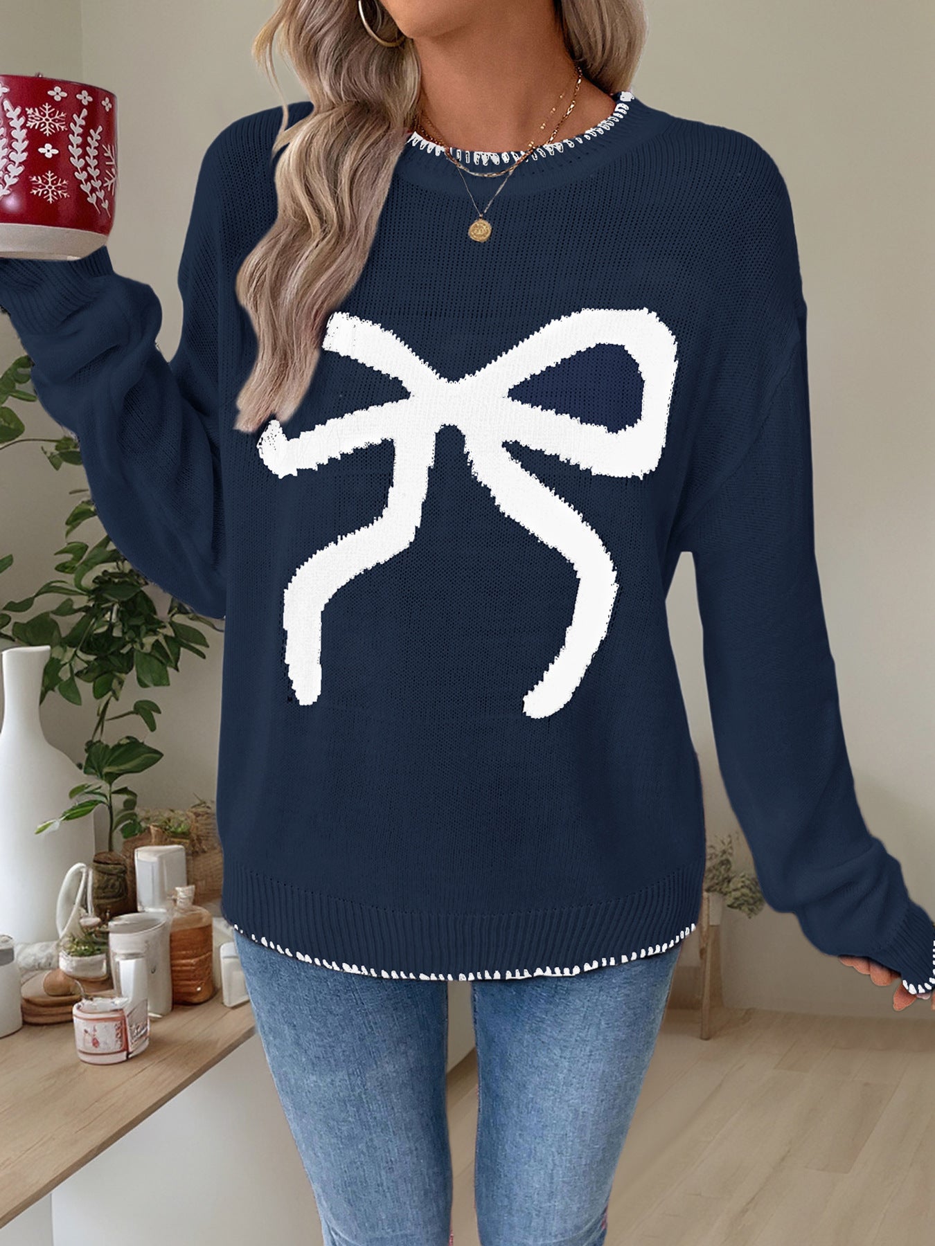 Oversized Round Neck Christmas Sweater