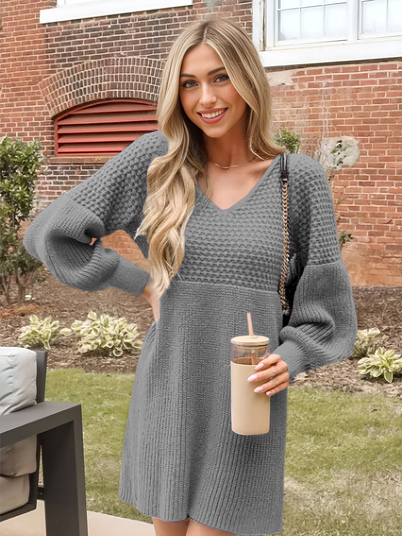 Bubble Sleeve Knit Dress