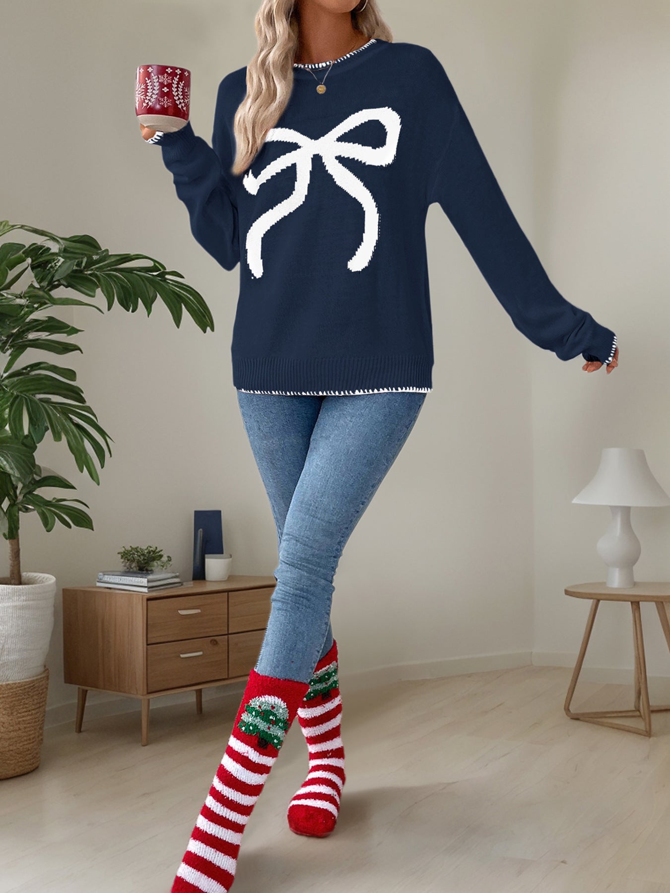 Oversized Round Neck Christmas Sweater