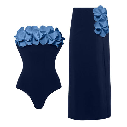Elegant black and white contrast one-piece swimsuit