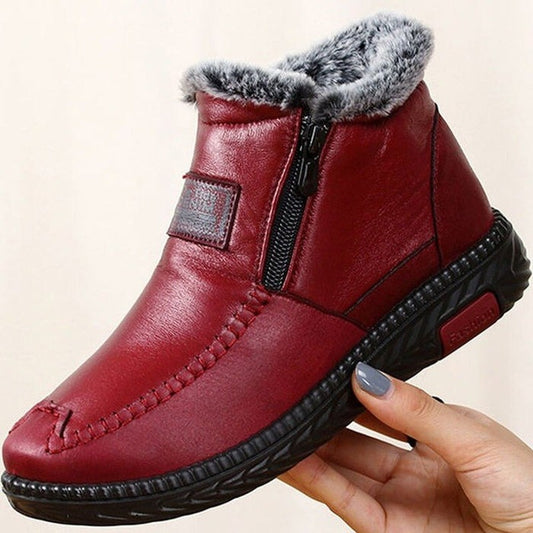 (Free Shipping) Women's Waterproof Non-slip Cotton Leather Boots