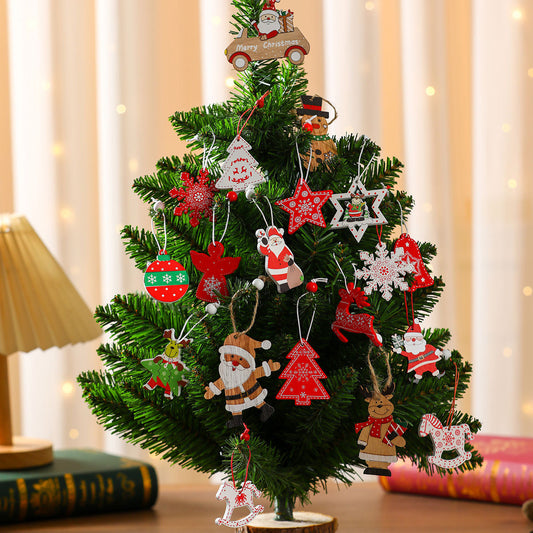 12 Pieces Christmas Wooden Hanging Ornaments