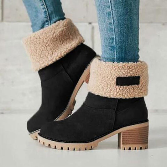 Mid-calf/short-calf high-heeled boots