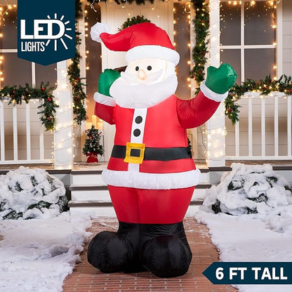 6 FT Christmas Inflatable Santa with Build in LEDs