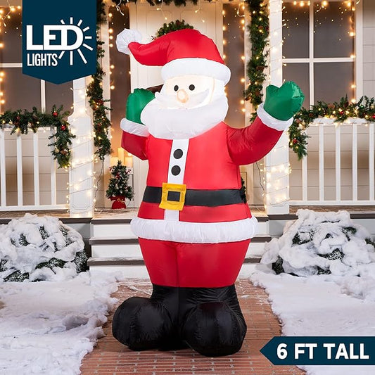 6 FT Christmas Inflatable Santa with Build in LEDs