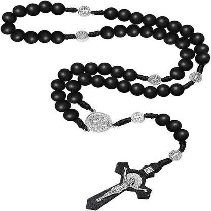 Wooden Catholic Rosary Beads Necklace