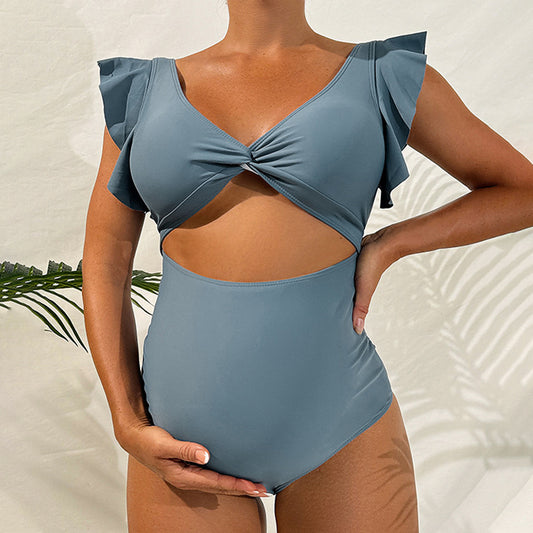 Pregnant Women's Belly Support One-Piece Swimsuit