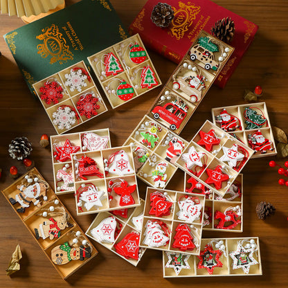 12 Pieces Christmas Wooden Hanging Ornaments