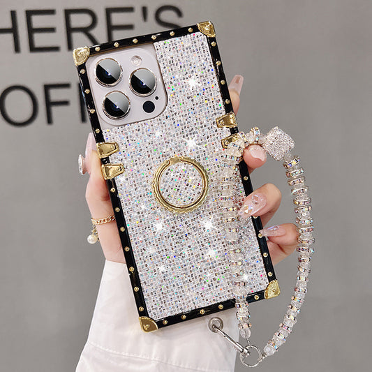 For Apple iPhone Cases, Glitter Full Cover Silicone, with StandI