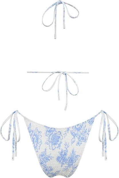 Women's Trending Scoop Triangle Print Smocked Bikini