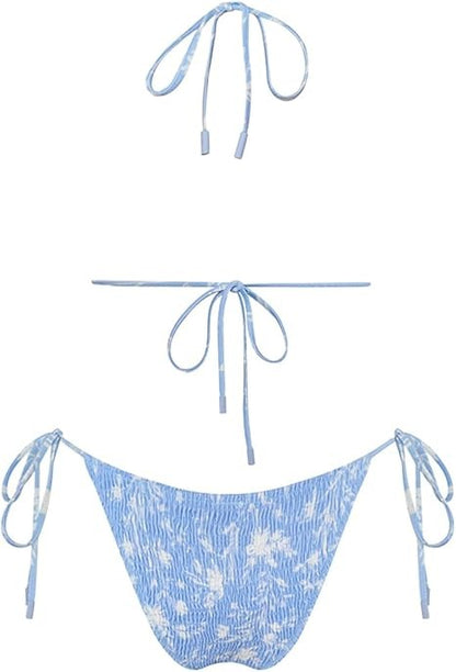 Women's Trending Scoop Triangle Print Smocked Bikini