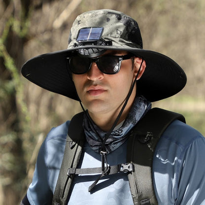 Wide Brim Solar Fan Outdoor Fishing Hat-Solar & USB Charging