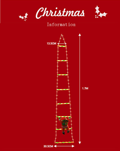 LED Santa Claus climbing the ladder colored lights