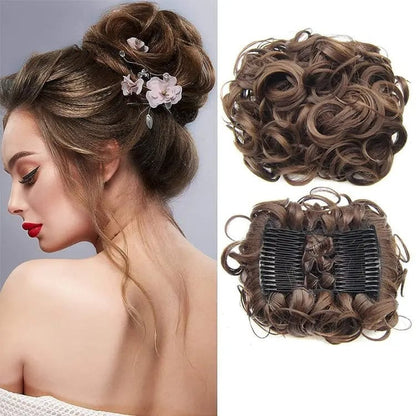 Clip-In Messy Curly Hair Bun Extension