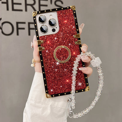 For Apple iPhone Cases, Glitter Full Cover Silicone, with StandI