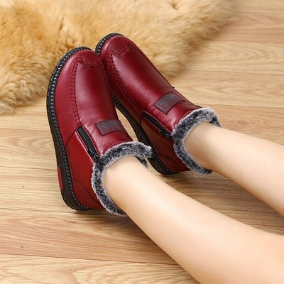 (Free Shipping) Women's Waterproof Non-slip Cotton Leather Boots