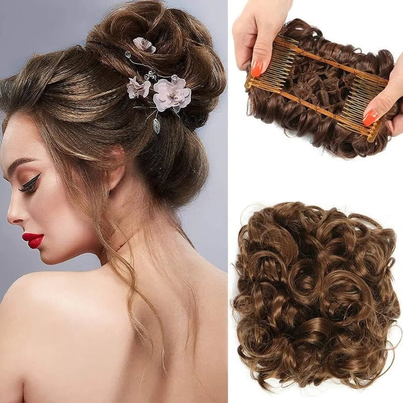 Clip-In Messy Curly Hair Bun Extension