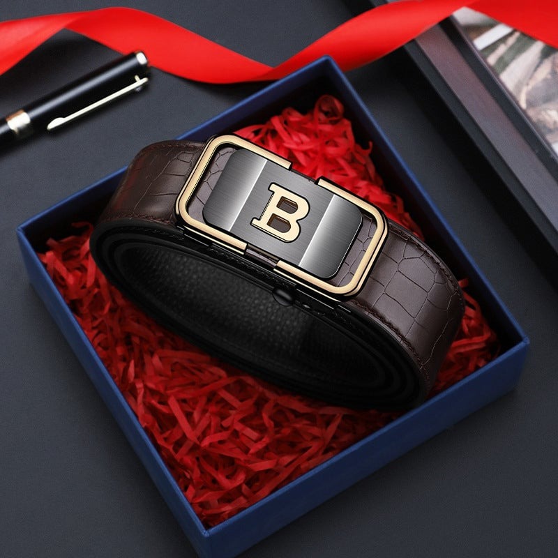 🎁Men's Crocodile-Patterned Automatic Buckle Belt