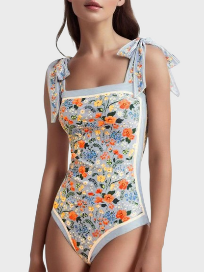 Reversible Floral One Piece Swimsuit Women Bathing Suit Vintage Cute with Adjustable Straps Swimwear