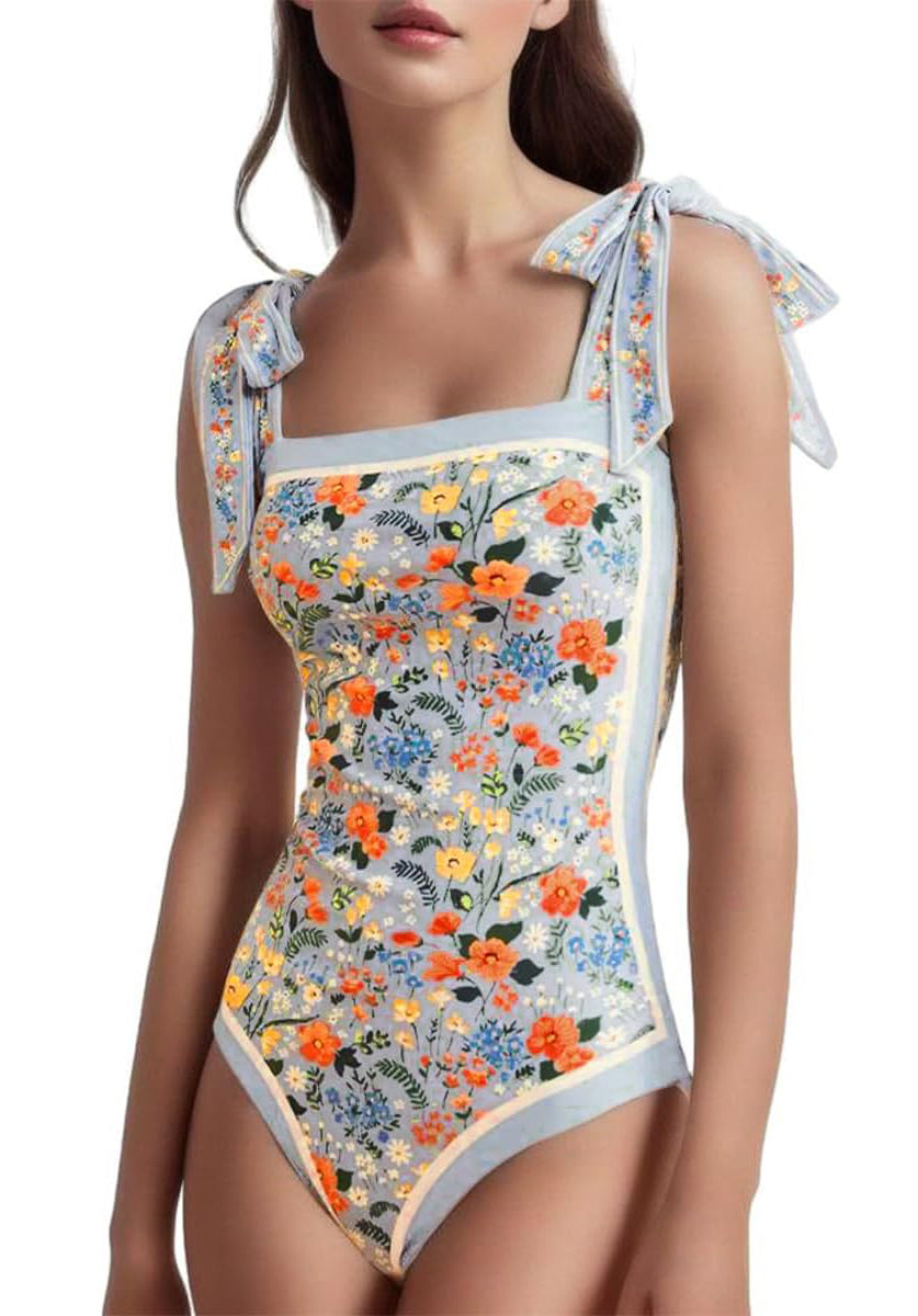 Reversible Floral One Piece Swimsuit Women Bathing Suit Vintage Cute with Adjustable Straps Swimwear