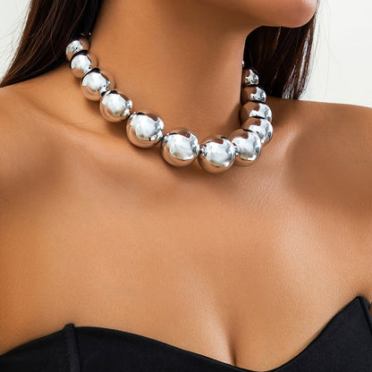 Exaggerated round punk collarbone necklace