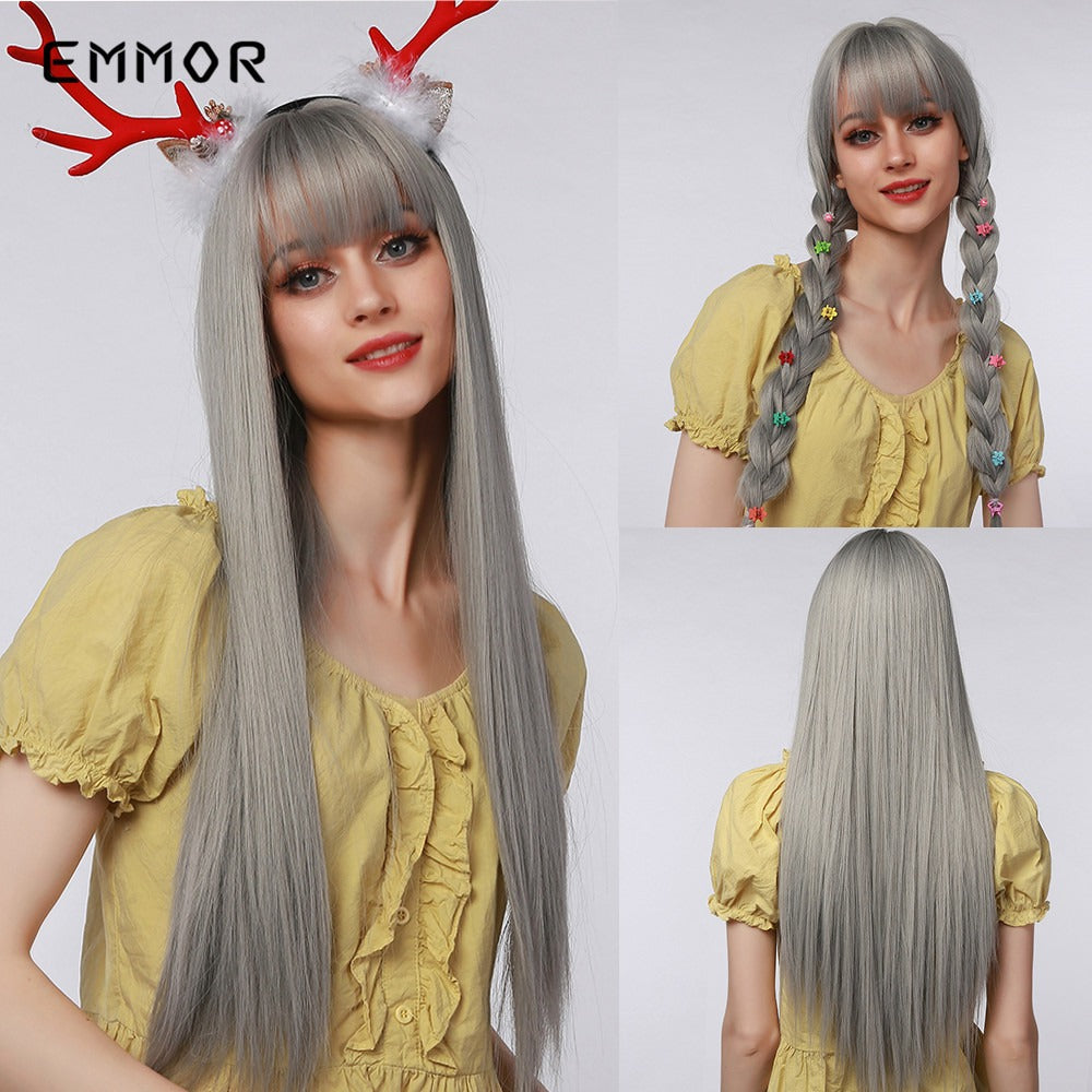 Emmor Synthetic Fiber Women's Long Bangs Wig