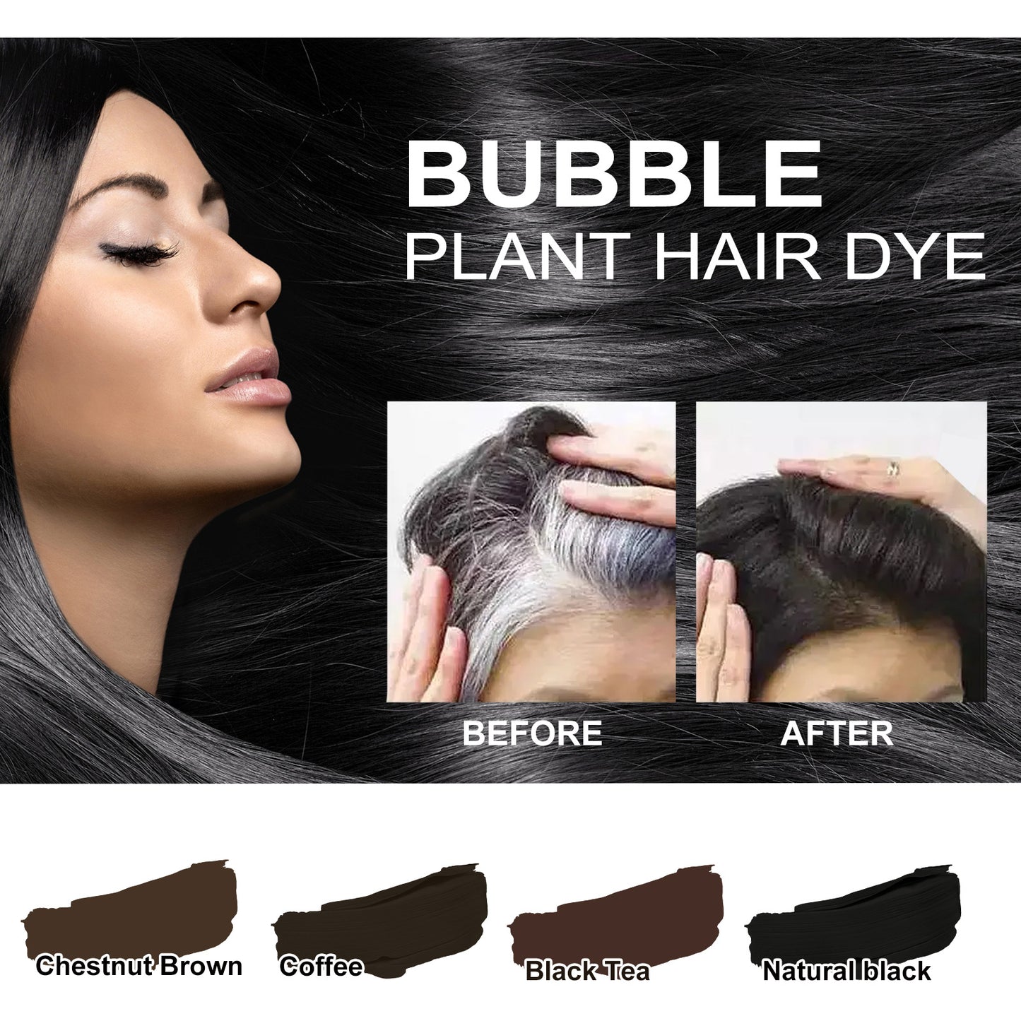 10PCS Plant Bubble Hair Dye Shampoo