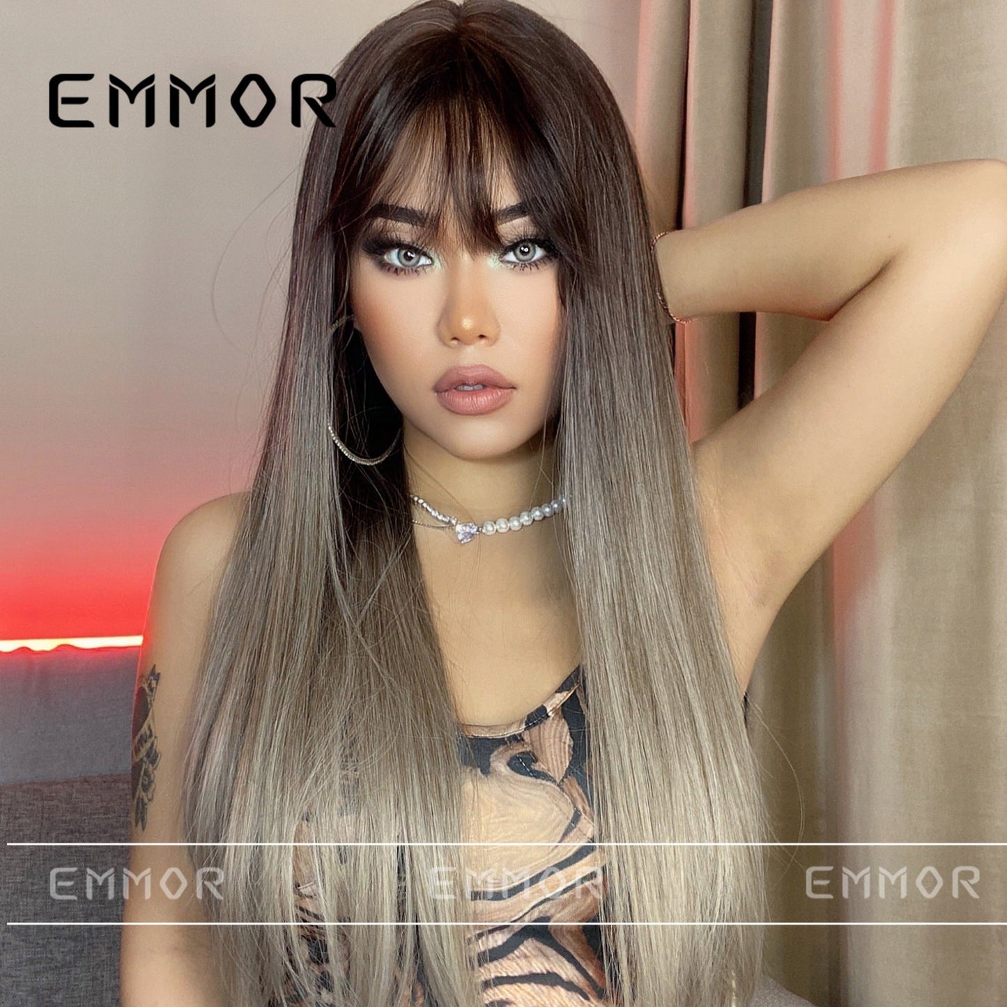 Emmor Synthetic Fiber Women's Long Bangs Wig